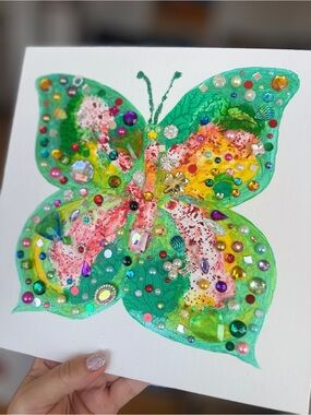 "Crystal Butterfly" – Original Mixed Media Art 10x10